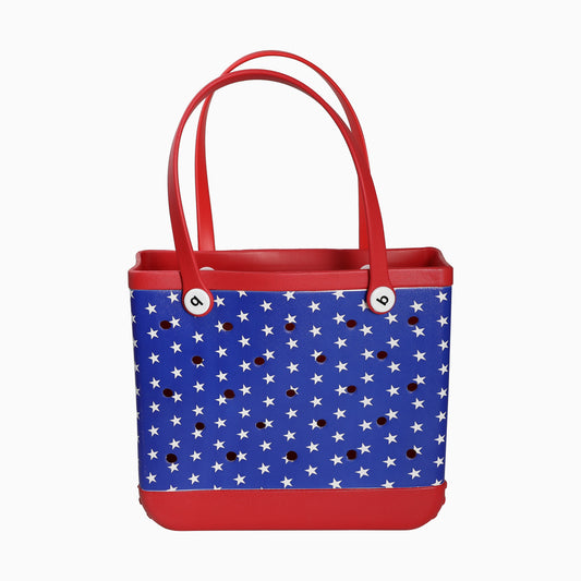 Red&Blue Pentagram Beach Tote Bag,Original Large Rubber Beach Bag for Women, Pool Bag and Boat Tote